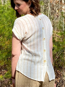 Beige Back Button Top
