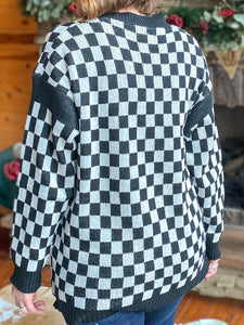 Vicki Varsity Checkered Cardigan