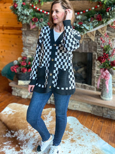 Vicki Varsity Checkered Cardigan