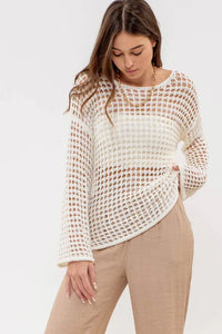 Let's Go to the Beach Sheer Crochet Pullover