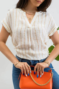 Beige Back Button Top