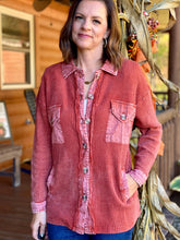 Load image into Gallery viewer, Bonfire Waffle Acid Wash Shacket
