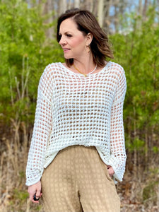 Let's Go to the Beach Sheer Crochet Pullover