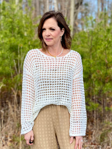 Let's Go to the Beach Sheer Crochet Pullover
