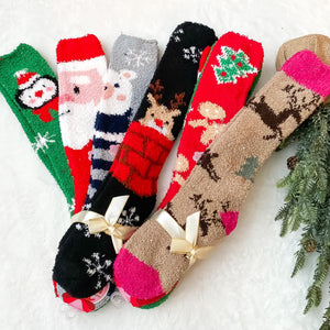 Long Fuzzy Christmas Socks