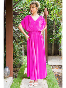 Majestic Magenta Pleated Dress
