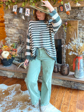 Load image into Gallery viewer, Olive Stripe Popcorn Sweater
