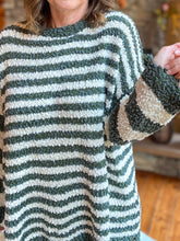 Load image into Gallery viewer, Olive Stripe Popcorn Sweater
