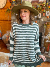 Load image into Gallery viewer, Olive Stripe Popcorn Sweater
