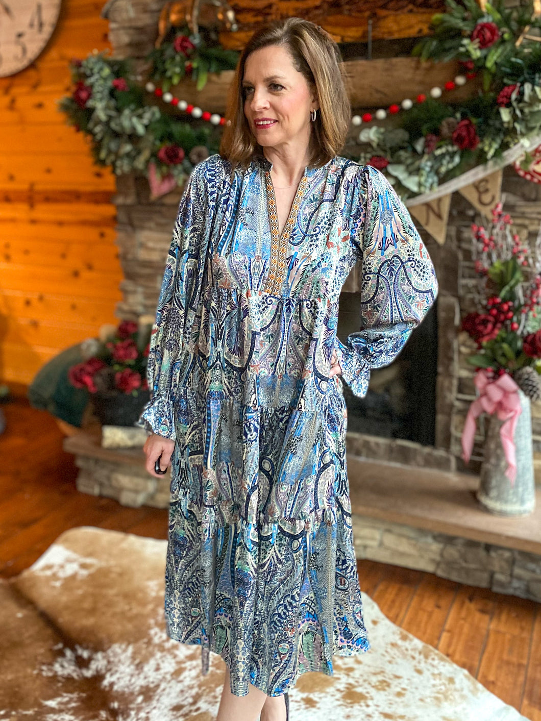Peacock Paisley Dress