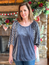 Load image into Gallery viewer, Silver Leopard Velvet Plus Top
