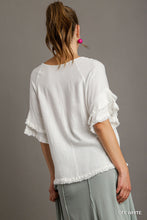 Load image into Gallery viewer, White Layered Ruffle Sleeve Top
