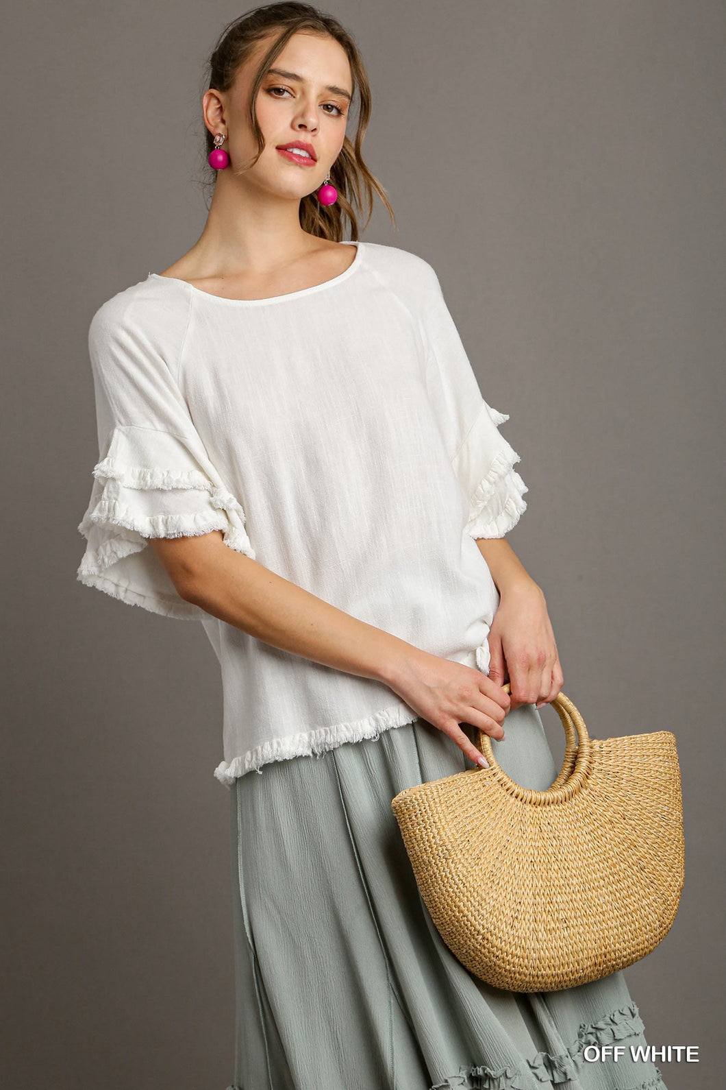 White Layered Ruffle Sleeve Top