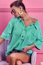 Load image into Gallery viewer, Jade Mineral Wash Waffle Knit Top
