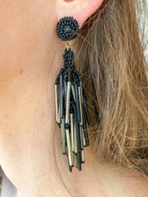 Load image into Gallery viewer, Black Bar Seed Bead Earrings
