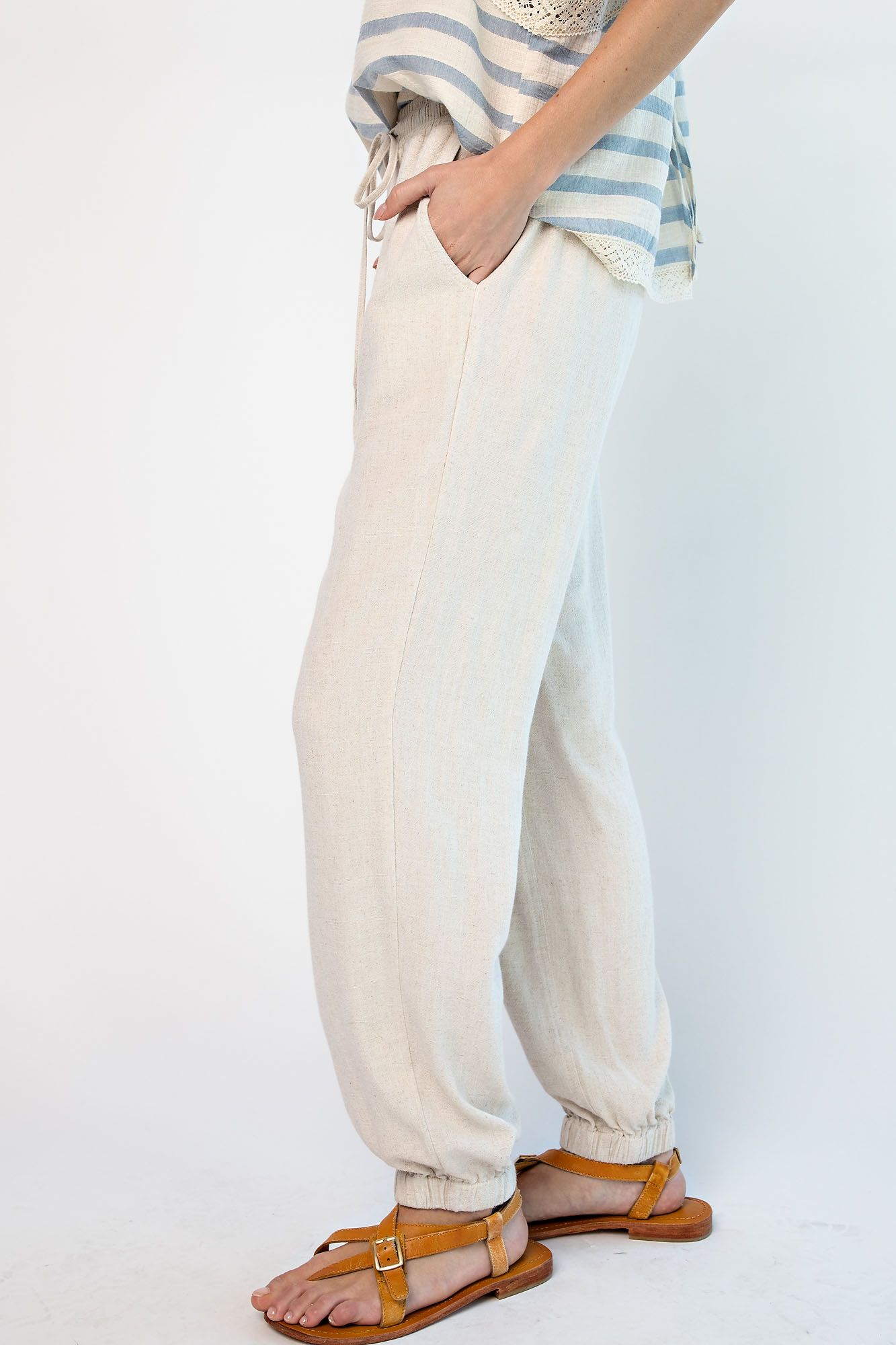 White linen sales joggers womens