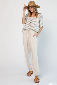 Oatmeal Linen Joggers