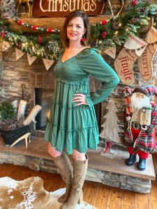 Meet Me Under the Mistletoe Emerald Dress