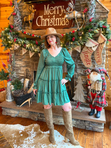 Meet Me Under the Mistletoe Emerald Dress