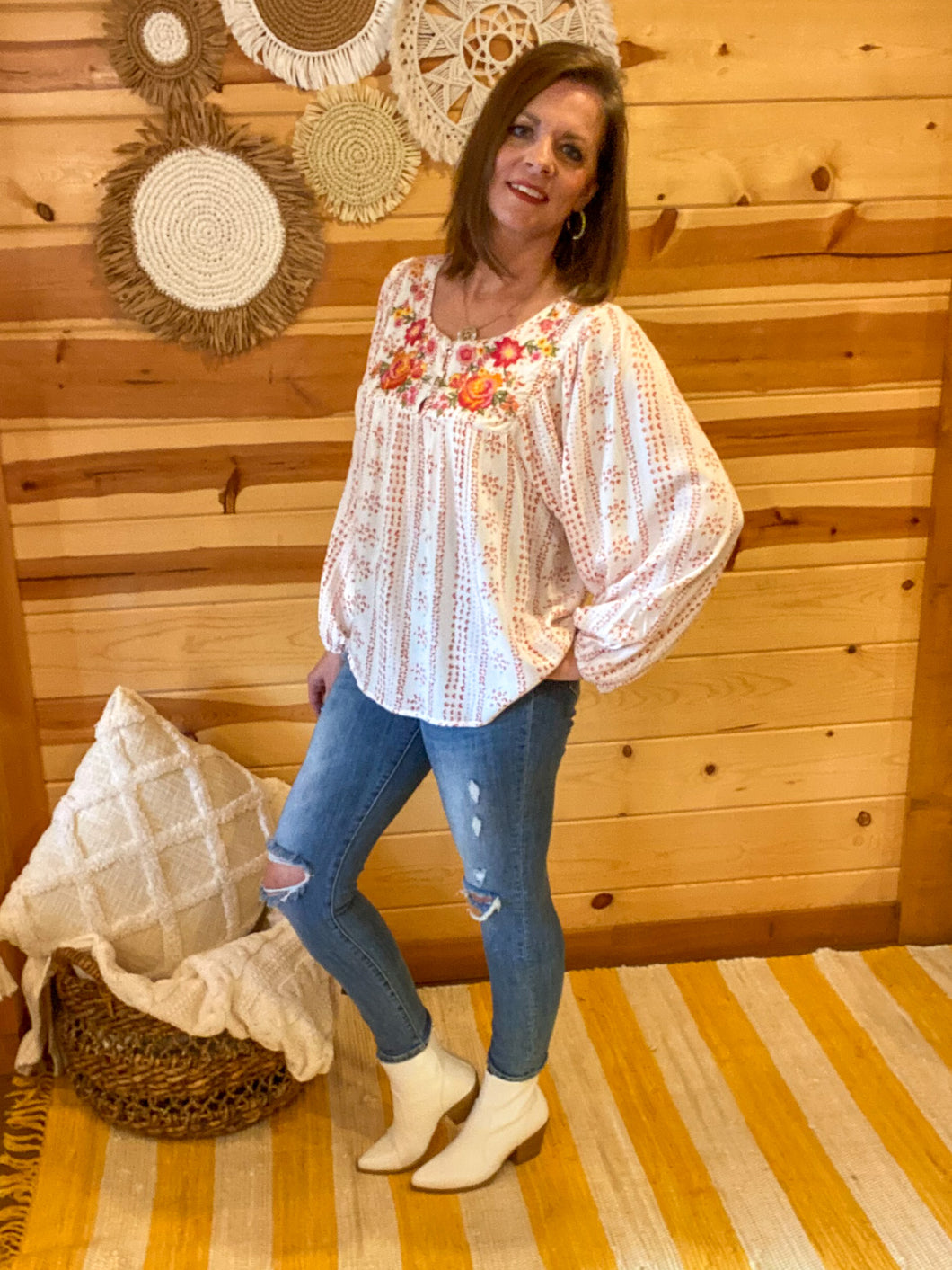 Fancy Floral Embroidered Top