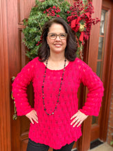 Load image into Gallery viewer, Fuchsia Feather Sweater
