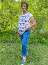 Load image into Gallery viewer, Broad Stripes and Bright Stars Ruffle Sleeve Top
