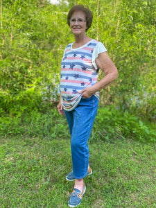 Broad Stripes and Bright Stars Ruffle Sleeve Top