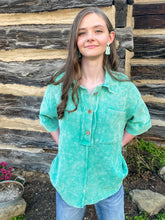 Load image into Gallery viewer, Jade Mineral Wash Waffle Knit Top
