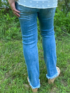 Raw Hem Cuffed Risen Jeans
