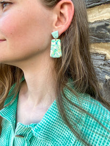 Mint Clay Marble Geometric Earrings
