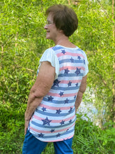 Load image into Gallery viewer, Broad Stripes and Bright Stars Ruffle Sleeve Top

