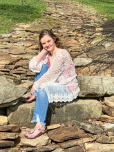 Load image into Gallery viewer, Morning Dew White Crochet/Lace Duster
