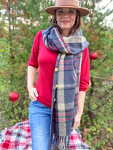 Load image into Gallery viewer, Nicole Button Plaid Shawl Scarf
