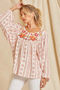 Fancy Floral Embroidered Top