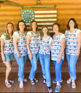 Broad Stripes and Bright Stars Ruffle Sleeve Top