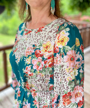 Load image into Gallery viewer, Teal Leopard In Bloom Top
