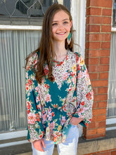 Load image into Gallery viewer, Teal Leopard In Bloom Top
