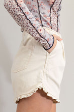 Load image into Gallery viewer, Ruffle Cream Denim Short
