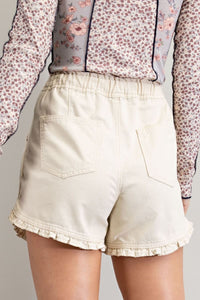 Ruffle Cream Denim Short