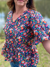 Load image into Gallery viewer, Fields of Flowers Peplum Top
