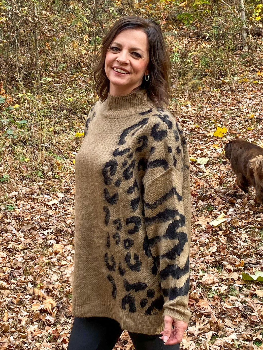 Christine Camel Leopard Sweater