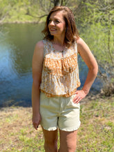 Load image into Gallery viewer, Ruffle Cream Denim Short

