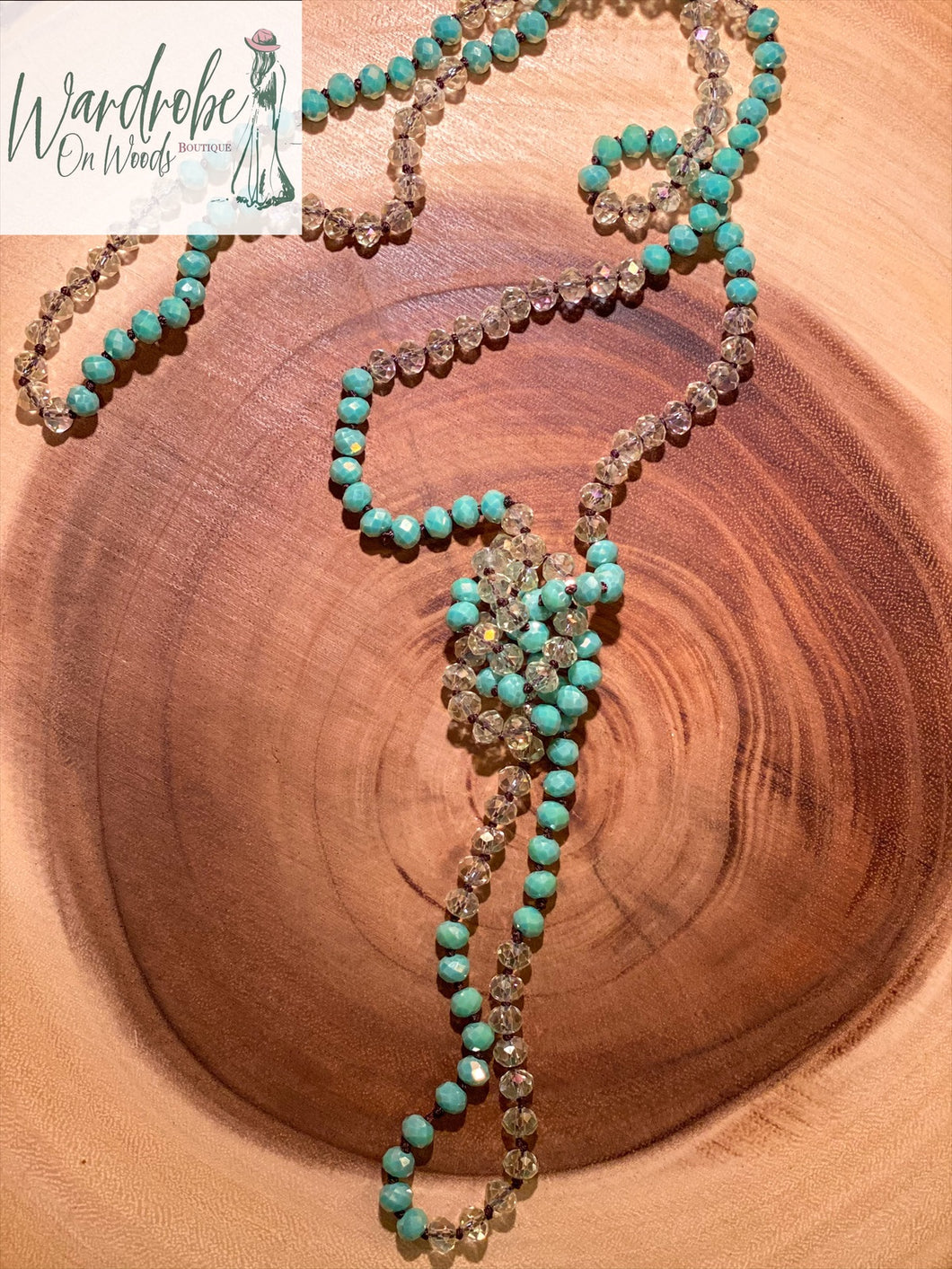 Blue Water Crystal Beaded Necklace