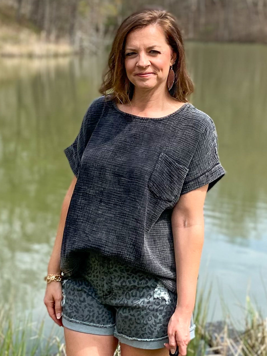 Black Mineral Wash Top