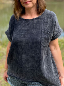 Black Mineral Wash Top