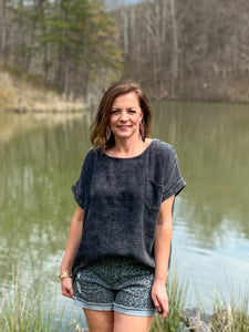 Black Mineral Wash Top