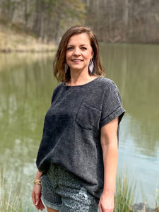 Black Mineral Wash Top