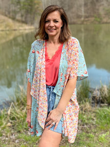 Mixed Print Kimono