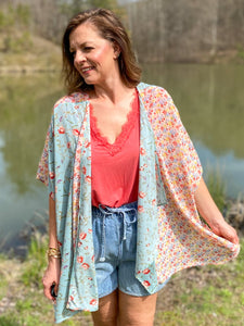 Mixed Print Kimono