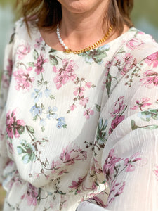 Pastel Floral Peplum Top